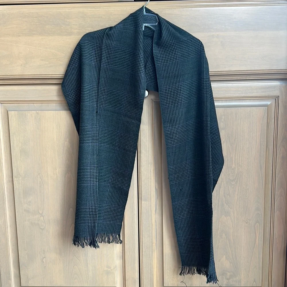 Vintage new Ralph Lauren 100% wool plaid checkered houndstooth microprint scarf - Picture 1 of 5